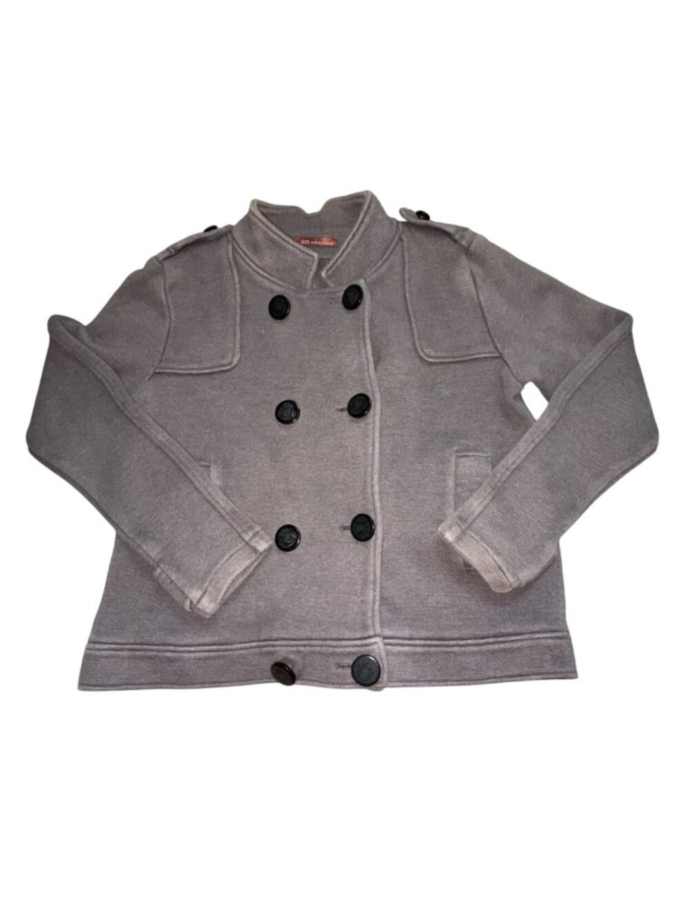 525 America Knit Sweatshirt Style Double Breasted Jacket-Gray-M-GUC